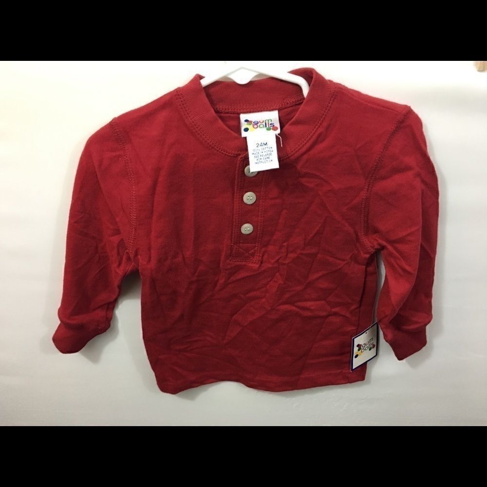 NWOT Gum Balls Henley  L/S Shirt 24m